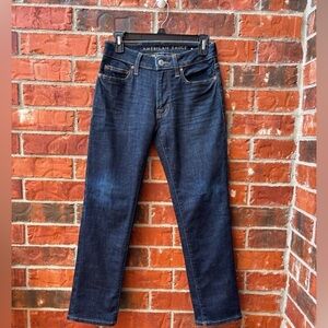 American Eagle Mens 26 X 28 Slim Straight Dark Wash Denim Blue Jeans